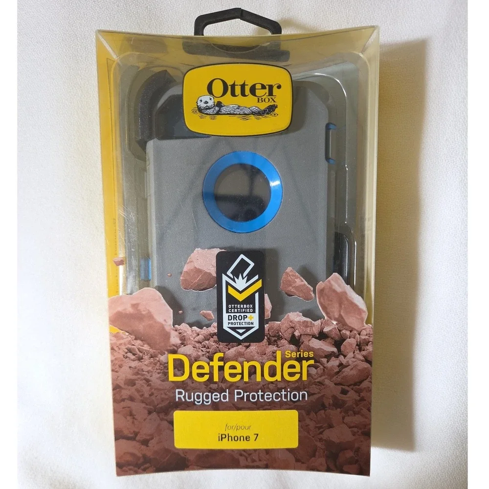 OtterBox Phone Case iPhone 7 Gray Blue Defender Series Rugged 77-54159